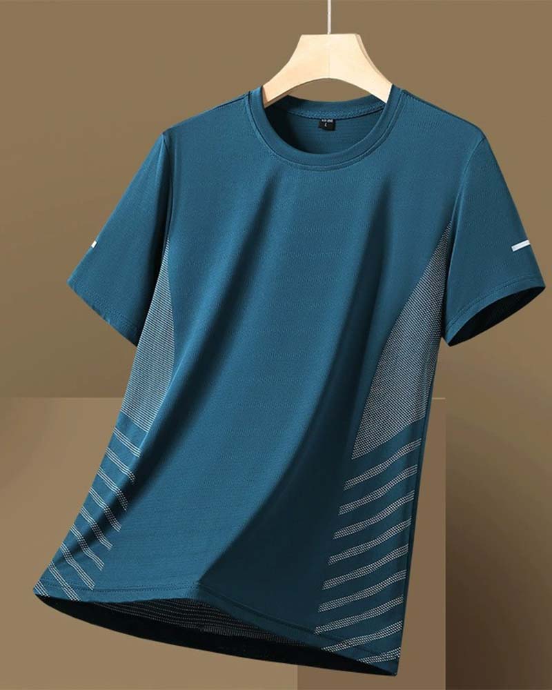 Camiseta de hombre de tejido «ice silk» con franjas laterales