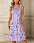 Vestido sin mangas de encaje con diseño de patchwork estampado