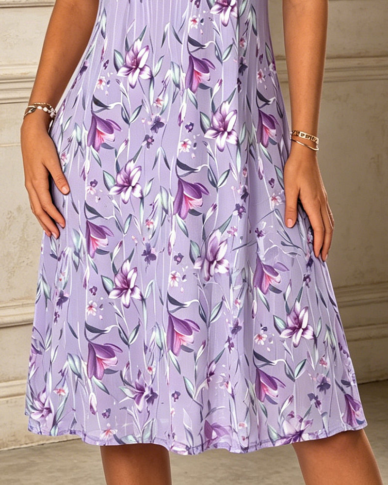 Vestido sin mangas de encaje con diseño de patchwork estampado