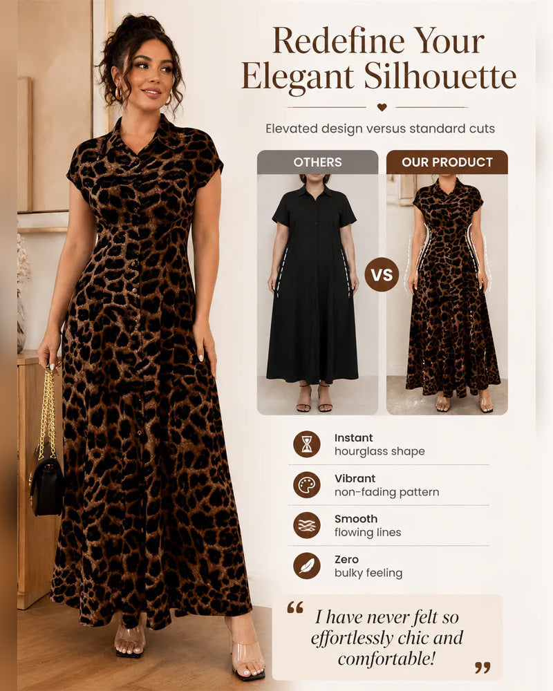 Vestido largo informal con estampado de leopardo