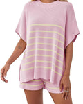 Conjunto de pantalones cortos informales a rayas