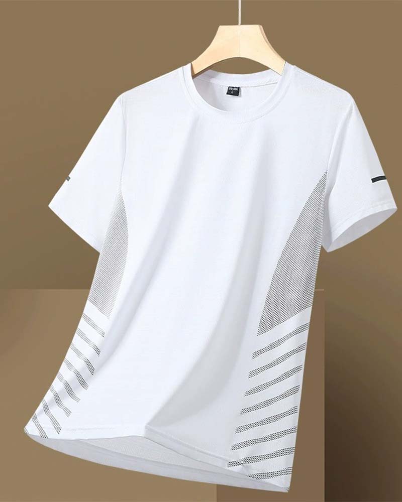 Camiseta de hombre de tejido «ice silk» con franjas laterales