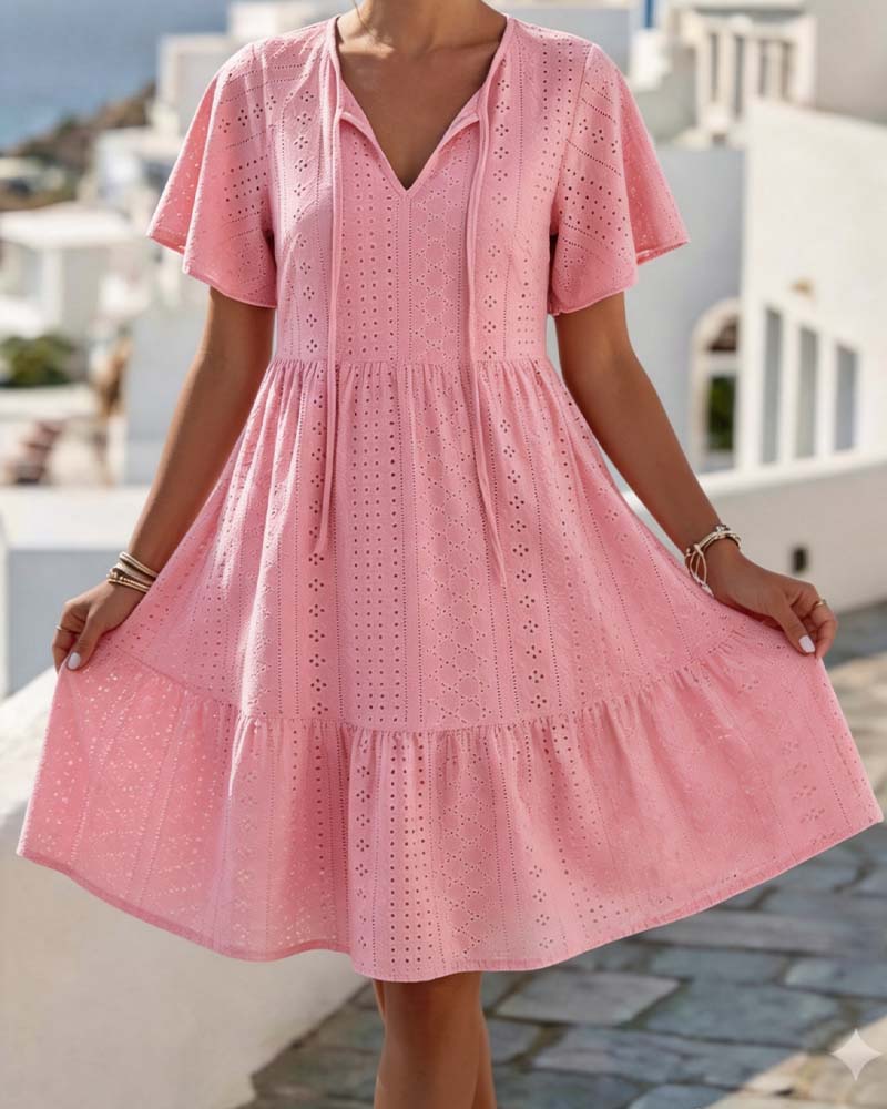 Vestido con escote y corbata corta
