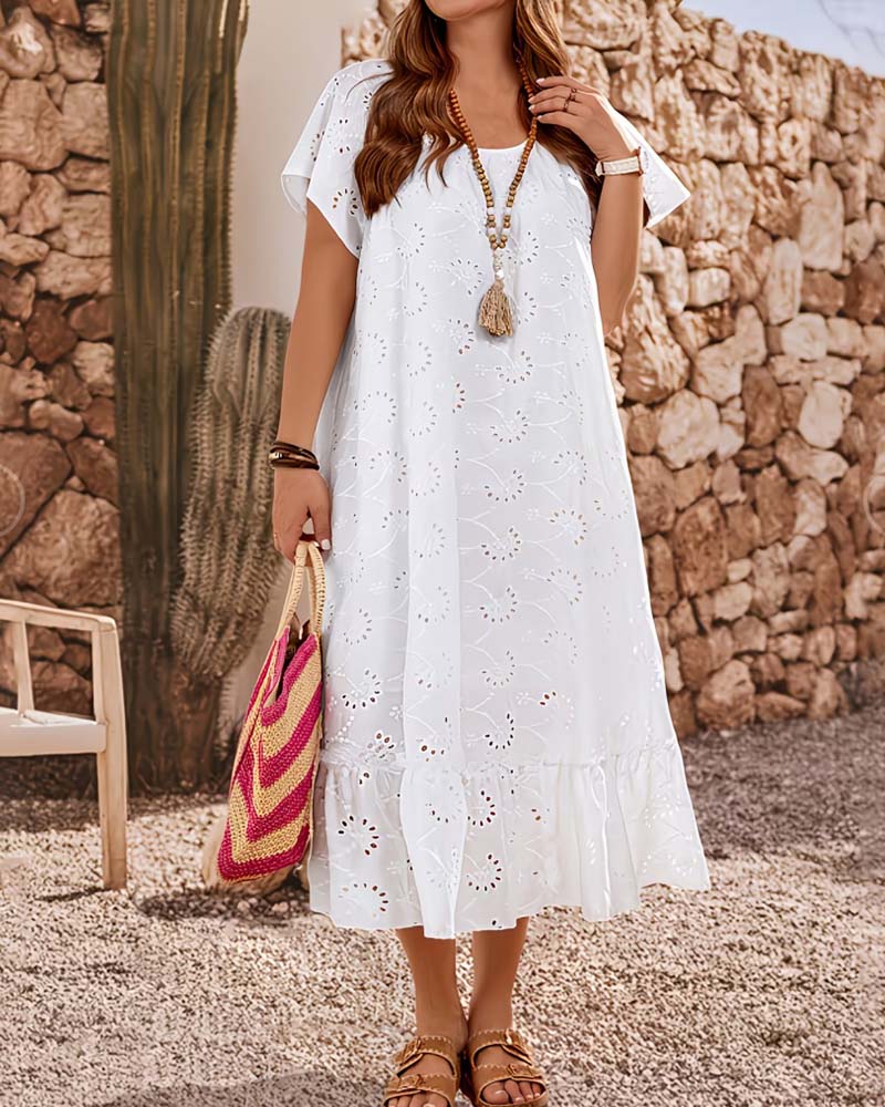 Vestido con escote cuadrado, mangas de murciélago y largo maxi