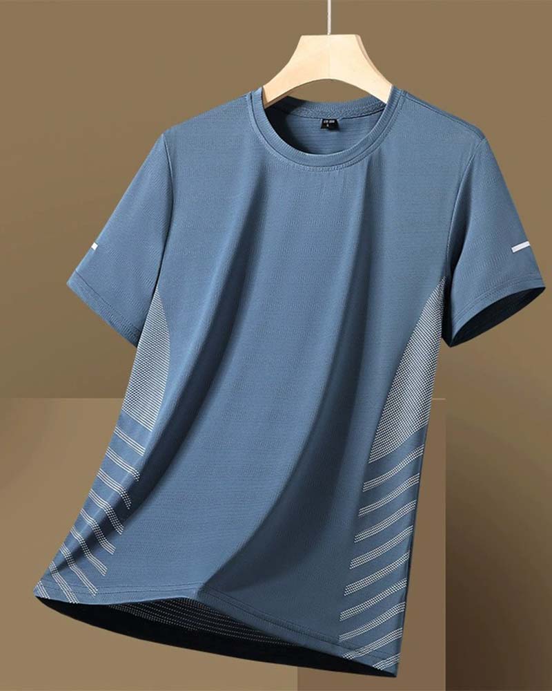 Camiseta de hombre de tejido «ice silk» con franjas laterales