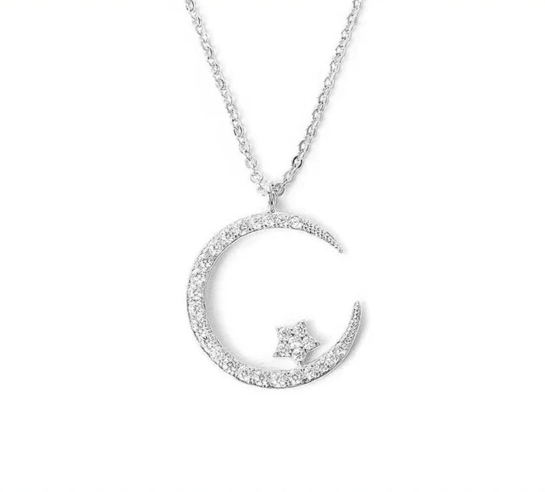 Collar de luna y estrella brillante