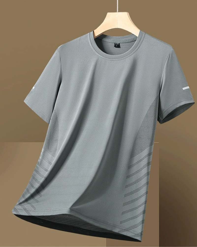 Camiseta de hombre de tejido «ice silk» con franjas laterales
