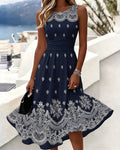 Vestido entallado con estampado y corte en A