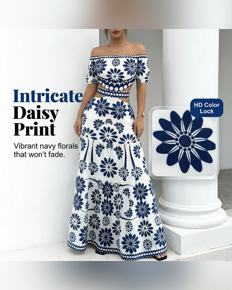 Vestido con hombros al aire y estampado floral