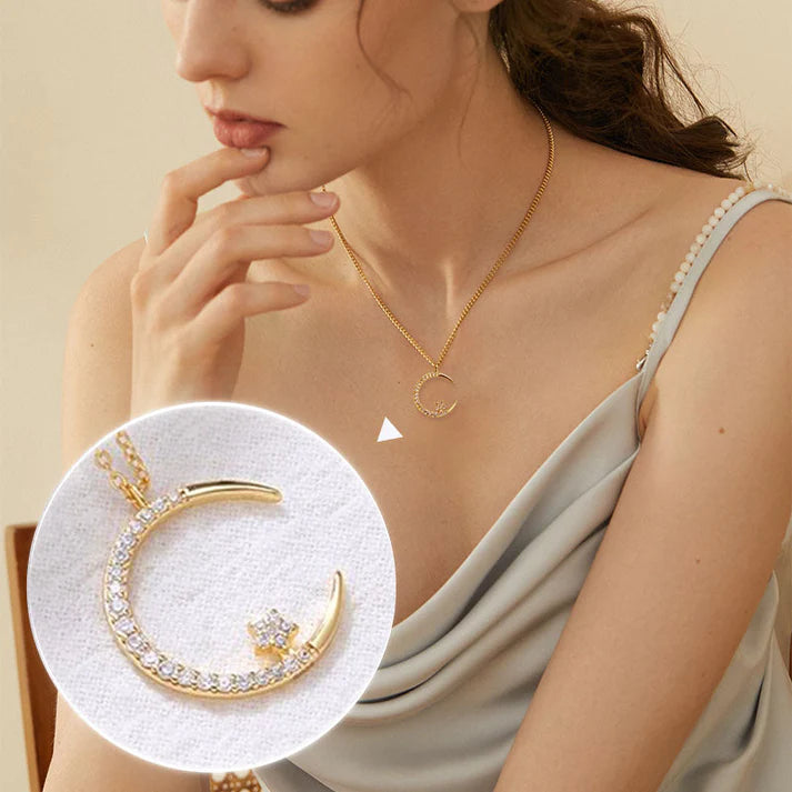 Collar de luna y estrella brillante