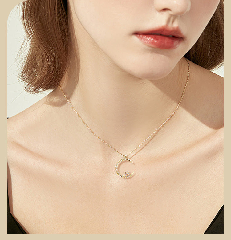 Collar de luna y estrella brillante