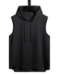 Camiseta deportiva sin mangas con capucha y cordón