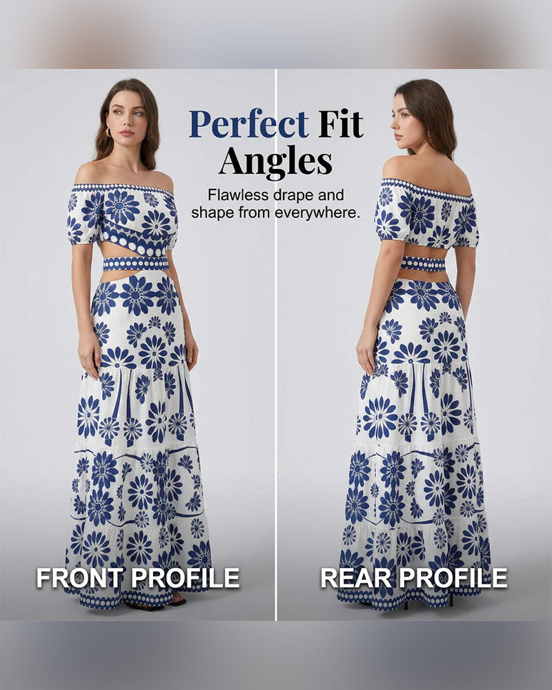 Vestido con hombros al aire y estampado floral