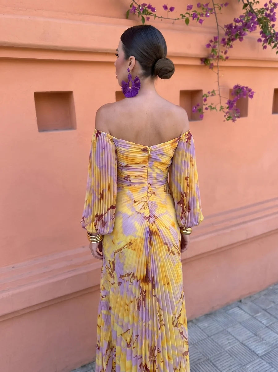 Gregoria™ | Vestido largo con estampado floral y escote pronunciado
